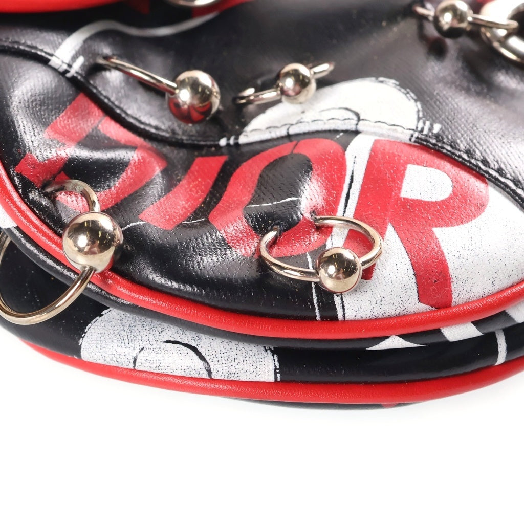 Christian Dior(クリスチャンディオール) 2004 ガリアーノ期 Hardcore Saddle Bag ジョンガリアーノ ハードコア サドルバッグ ハンドバッグ レザー ブラック/レッド レディース