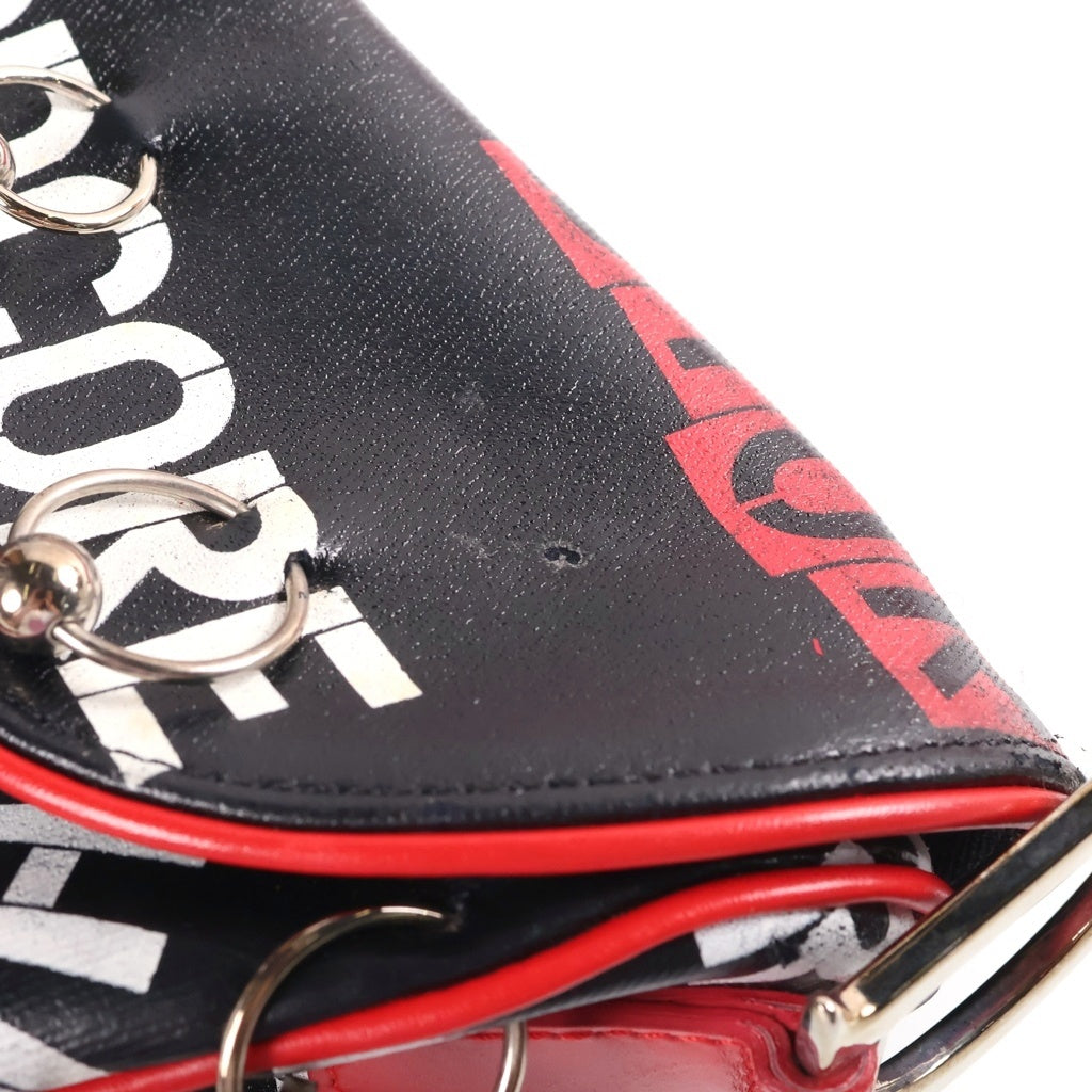 Christian Dior(クリスチャンディオール) 2004 ガリアーノ期 Hardcore Saddle Bag ジョンガリアーノ ハードコア サドルバッグ ハンドバッグ レザー ブラック/レッド レディース