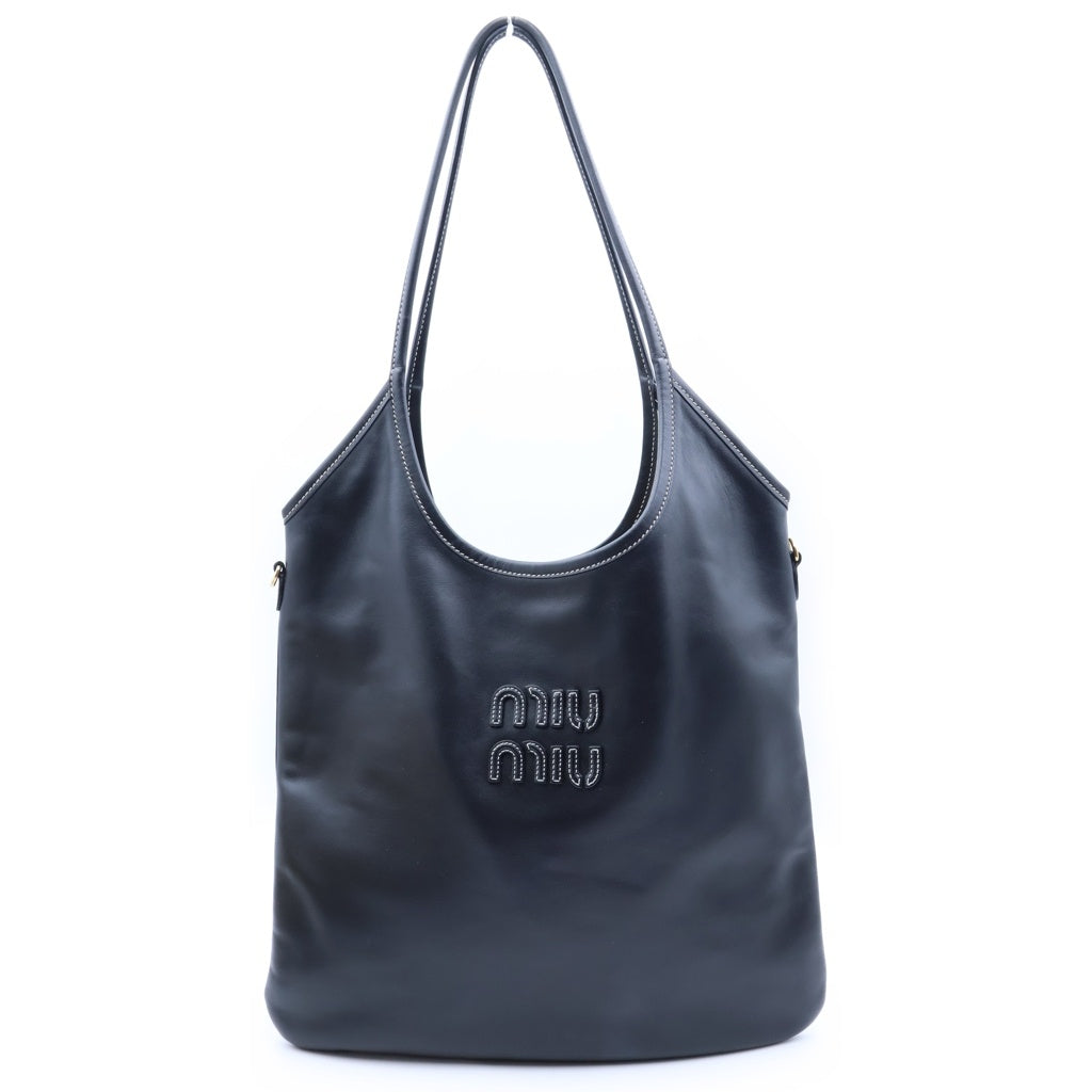 miumiu(ミュウミュウ) ロゴ ワンショルダーバッグ ハンドバッグ ブラック レザー 5BG231 レディース