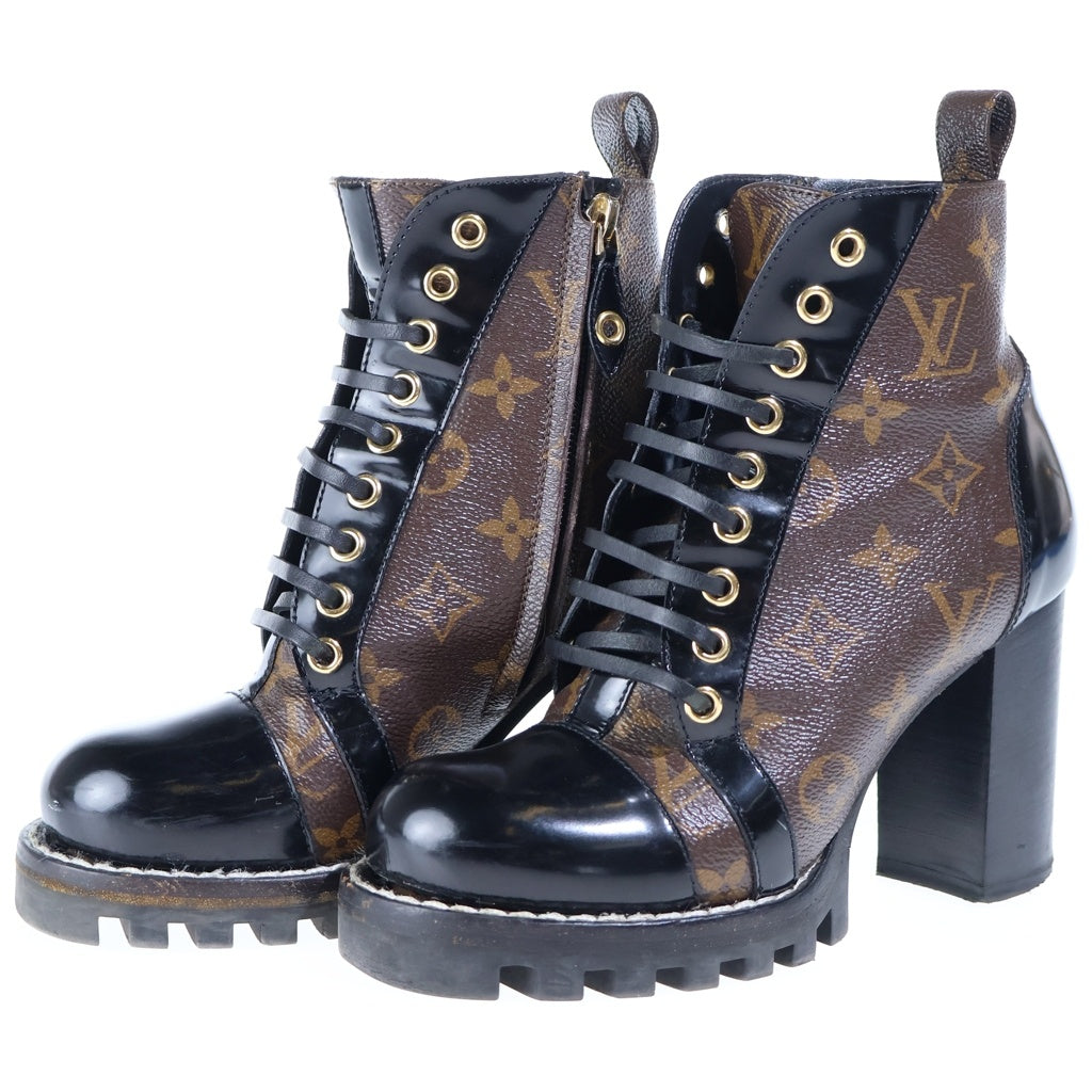LOUIS VUITTON(ルイヴィトン) ■スタートレイル アンクルブーツ パテントモノグラム・キャンバス×プレーンカーフレザー ブラウン ♯36 1A2Y7U レディース