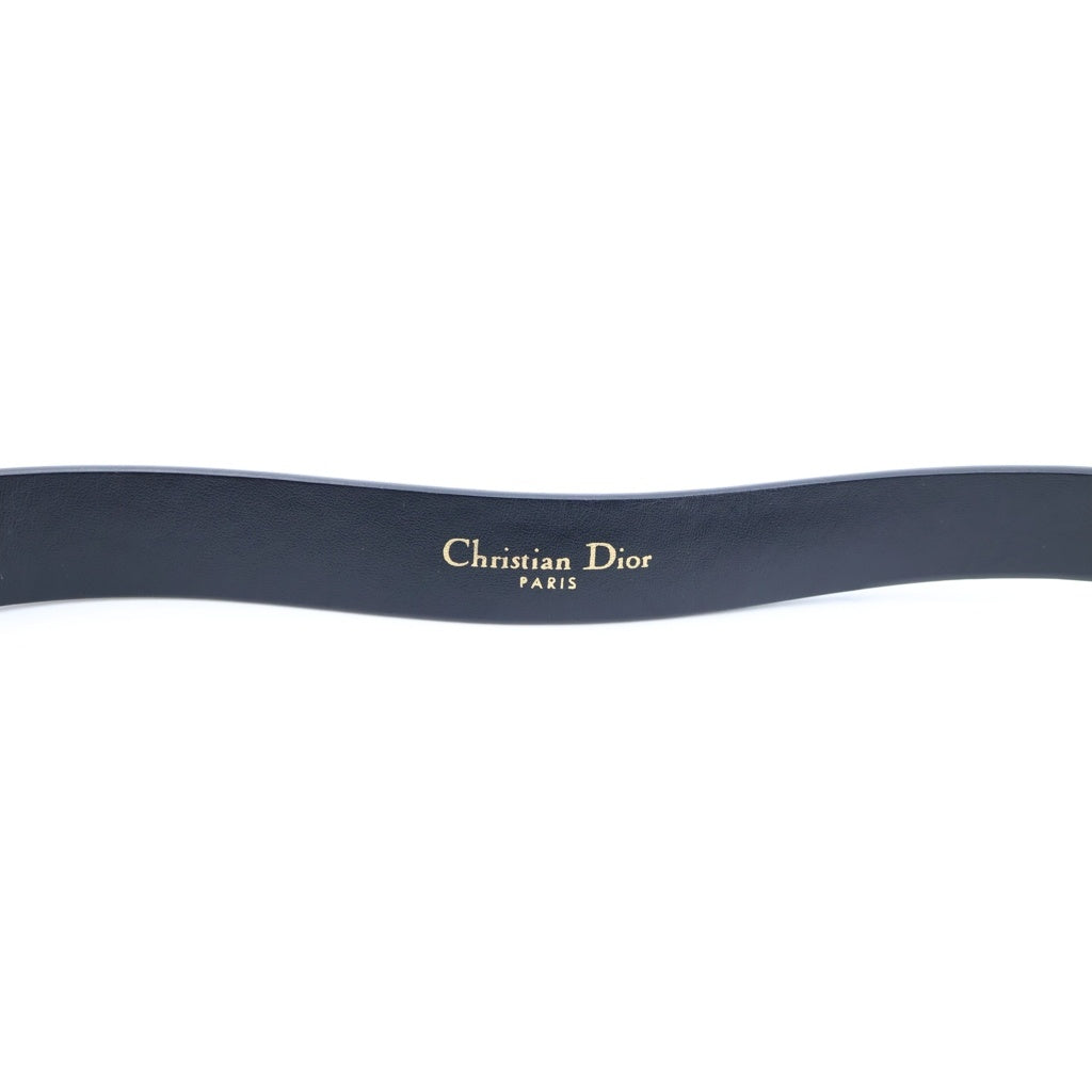 Christian Dior(クリスチャンディオール) ■CDロゴバックル レザーベルト ブラック レディース