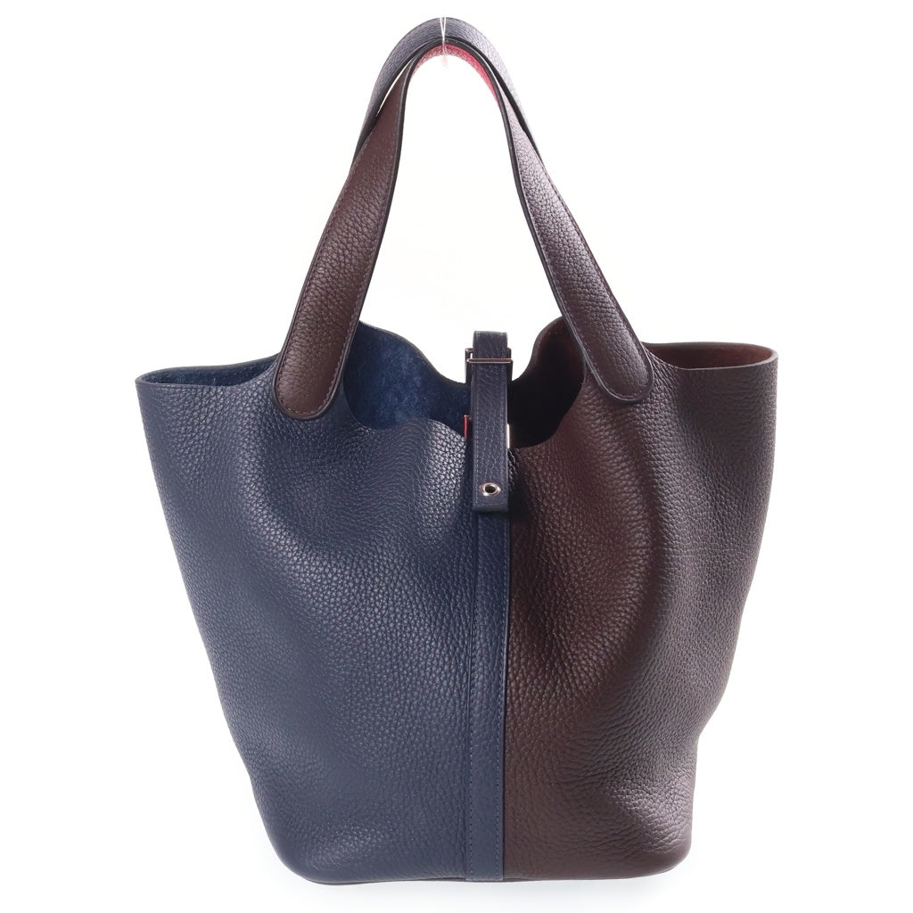 HERMES(エルメス) ピコタン22 バイカラー ブルーニュイ×ルージュセリエ×フランボワーズ トリヨン SV金具 Z刻印 レディース