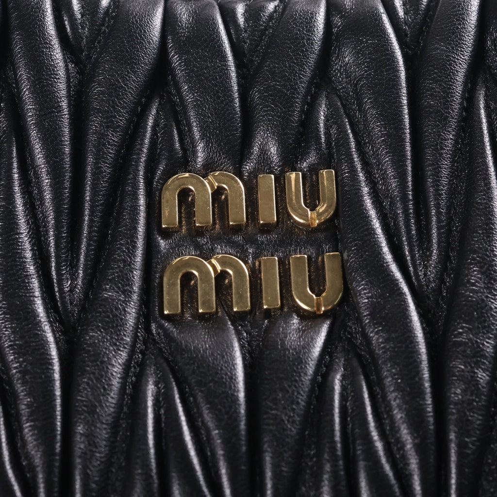 miumiu(ミュウミュウ) マテラッセ ワンダー ホーボーバッグ 黒 レザー 5BC125 レディース