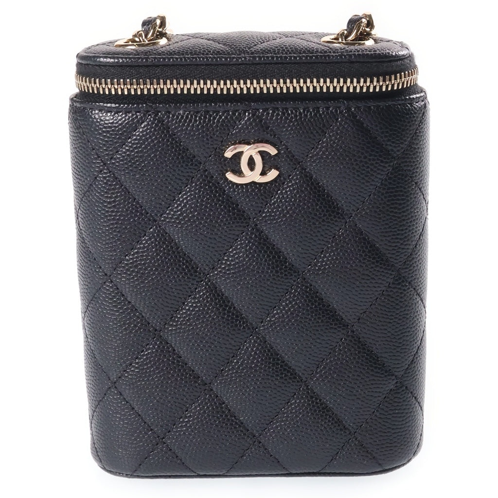 CHANEL(シャネル) マトラッセ ミニバニティ チェーン ショルダーバッグ キャビアスキン ブラック AP1466 レディース