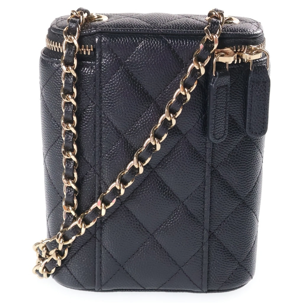CHANEL(シャネル) マトラッセ ミニバニティ チェーン ショルダーバッグ キャビアスキン ブラック AP1466 レディース