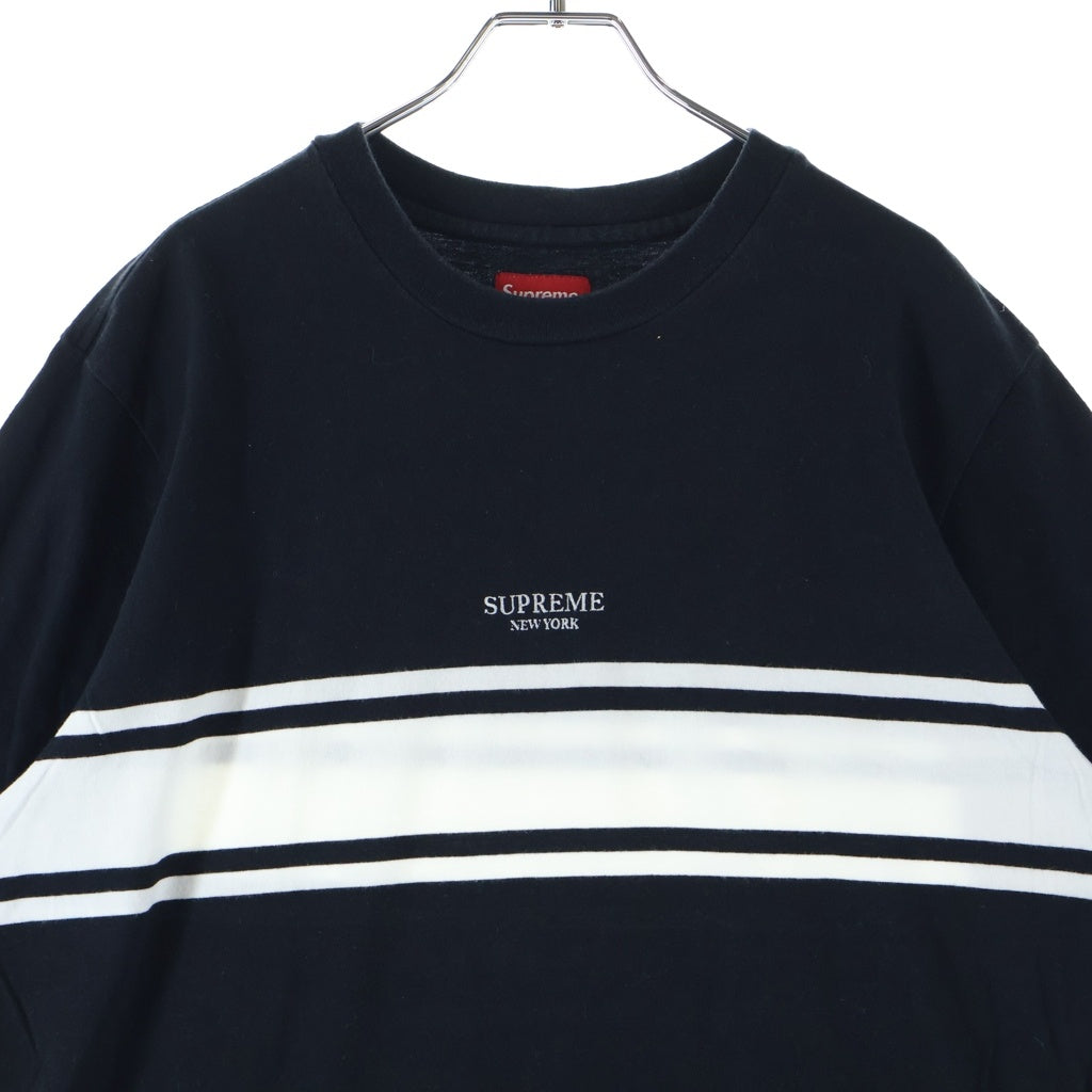 SUPREME(シュプリーム) 18SS Stripe Tee ロゴ刺繍 ストライプ 半袖Tシャツ カットソー コットン ブラック