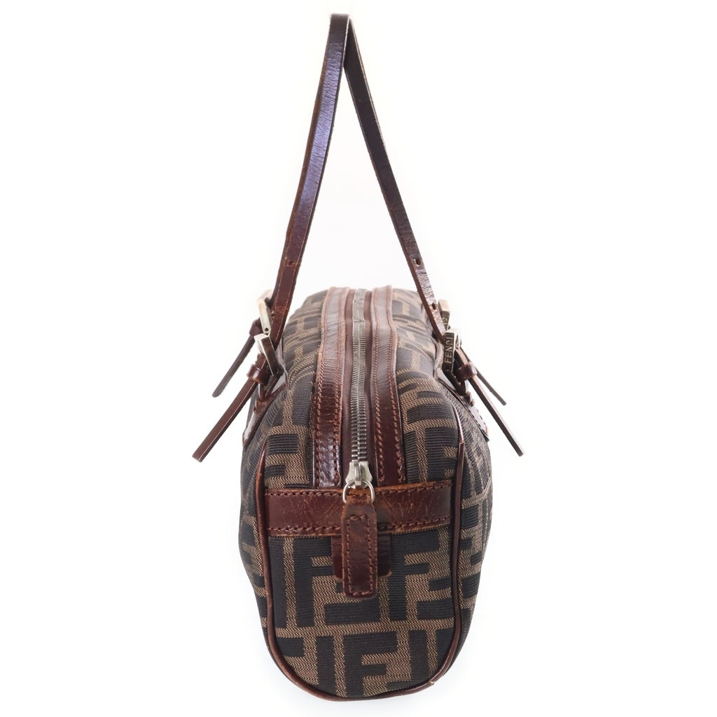 FENDI(フェンディ) ズッカ柄 キャンバス ハンドバッグ ブラウン シルバー金具 レディース
