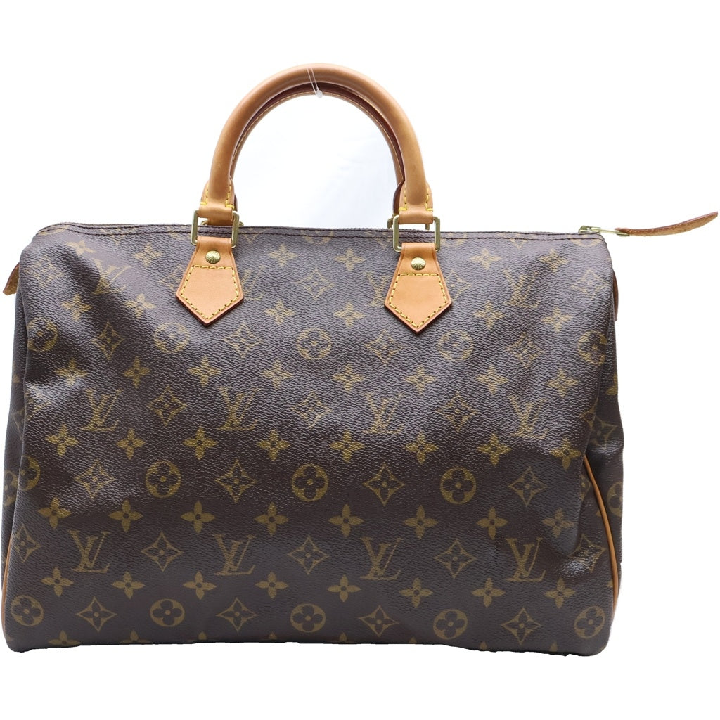 LOUIS VUITTON(ルイヴィトン) モノグラム スピーディ35 ハンドバッグ ボストンバッグ ブラウン レザー×PVC M41524 ゴールド金具 レディース