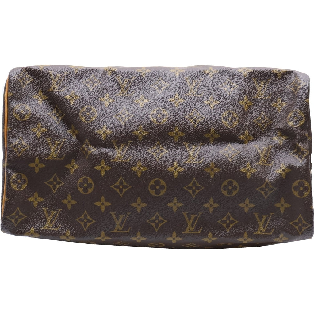 LOUIS VUITTON(ルイヴィトン) モノグラム スピーディ35 ハンドバッグ ボストンバッグ ブラウン レザー×PVC M41524 ゴールド金具 レディース