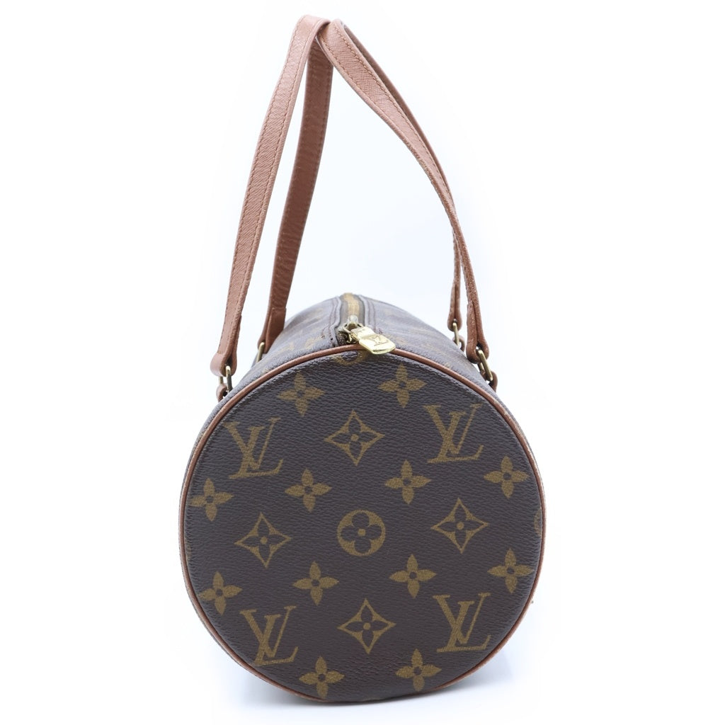 LOUIS VUITTON(ルイヴィトン) モノグラム パピヨンGM ハンドバッグ ブラウン レザー×PVC M51365 ゴールド金具 レディース