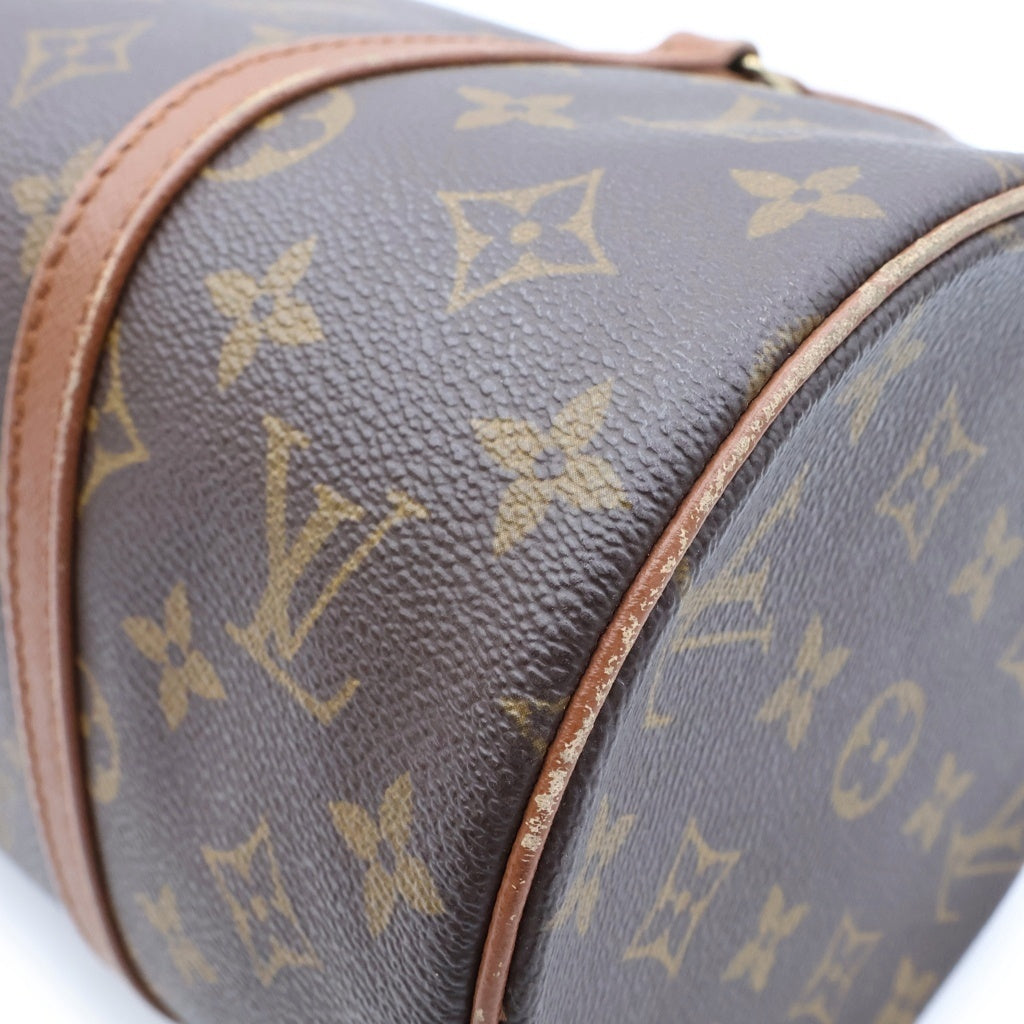 LOUIS VUITTON(ルイヴィトン) モノグラム パピヨンGM ハンドバッグ ブラウン レザー×PVC M51365 ゴールド金具 レディース