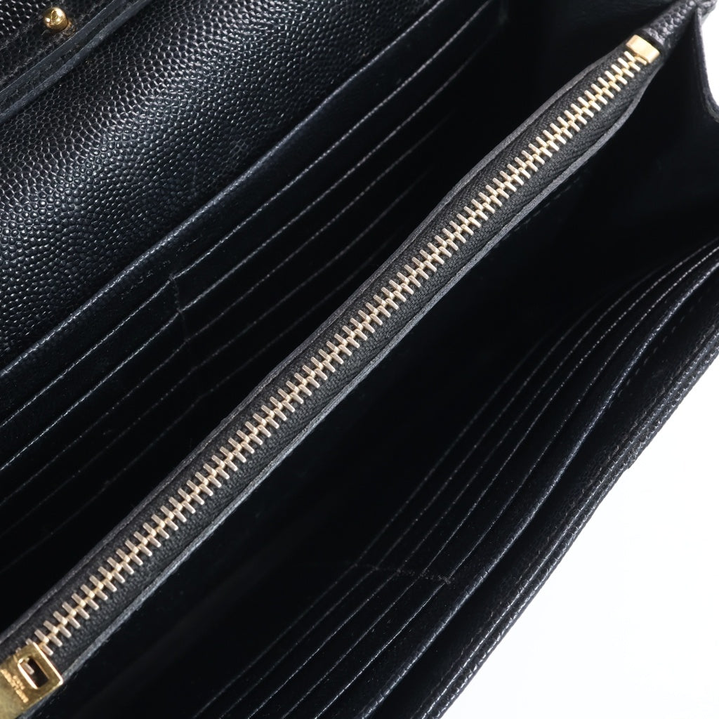 SAINT LAURENT PARIS(サンローランパリ) カサンドラロゴ エンベロープ レザー チェーンショルダーバッグ ブラック ゴールド金具 742920 レディース