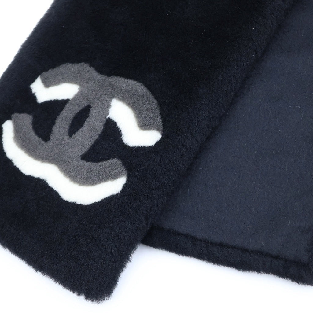 CHANEL(シャネル) シアリング ココマーク ロゴ カシミヤ ムートン ボア マフラー ブラック AA7074 レディース