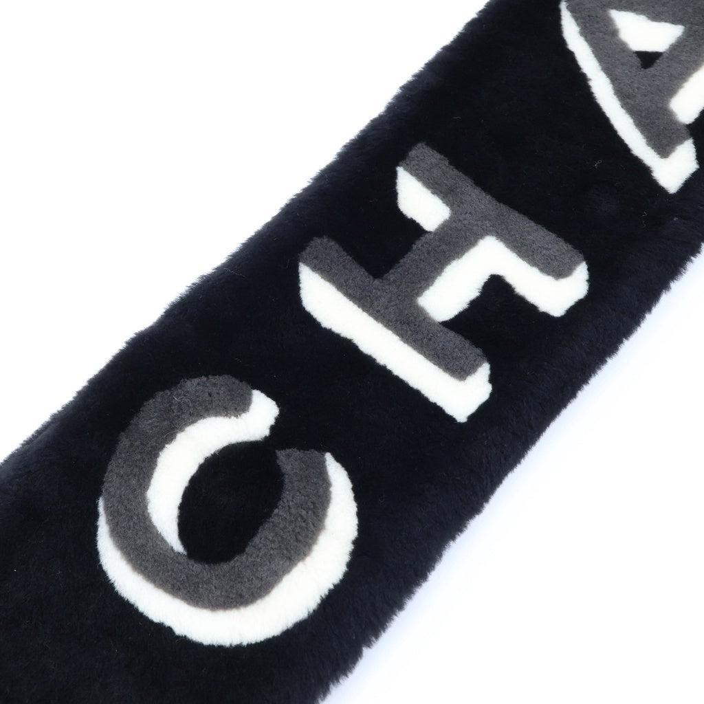 CHANEL(シャネル) シアリング ココマーク ロゴ カシミヤ ムートン ボア マフラー ブラック AA7074 レディース