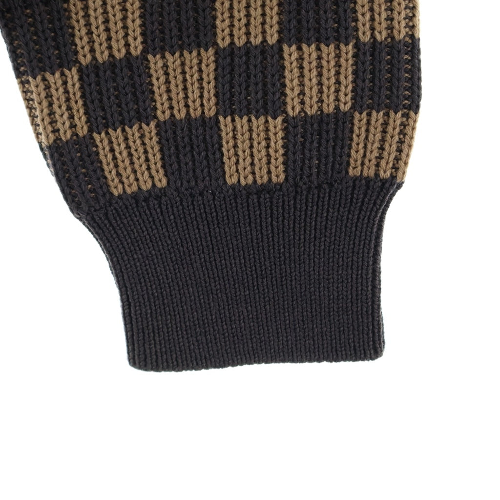 LOUIS VUITTON(ルイヴィトン) 21AW ヴァージルアブロー リブドデニム ダミエジャガード クルーネック 長袖ニット セーター ブラウン RM212 ZLL HLN77W