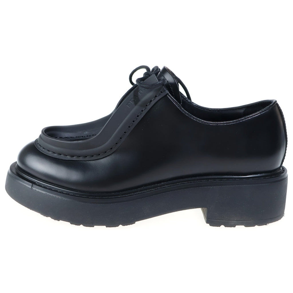 PRADA(プラダ) Diapason Opaque Brushed ダイアパソン ブラッシュドレザー レースアップダービーシューズ ローファー ブラック 2EG421 レディース