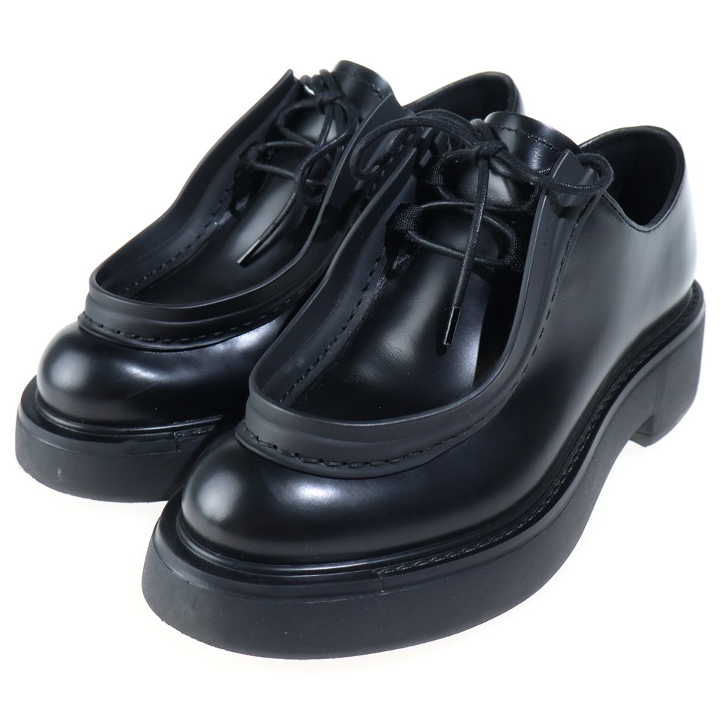 PRADA(プラダ) Diapason Opaque Brushed ダイアパソン ブラッシュドレザー レースアップダービーシューズ ローファー ブラック 2EG421 レディース