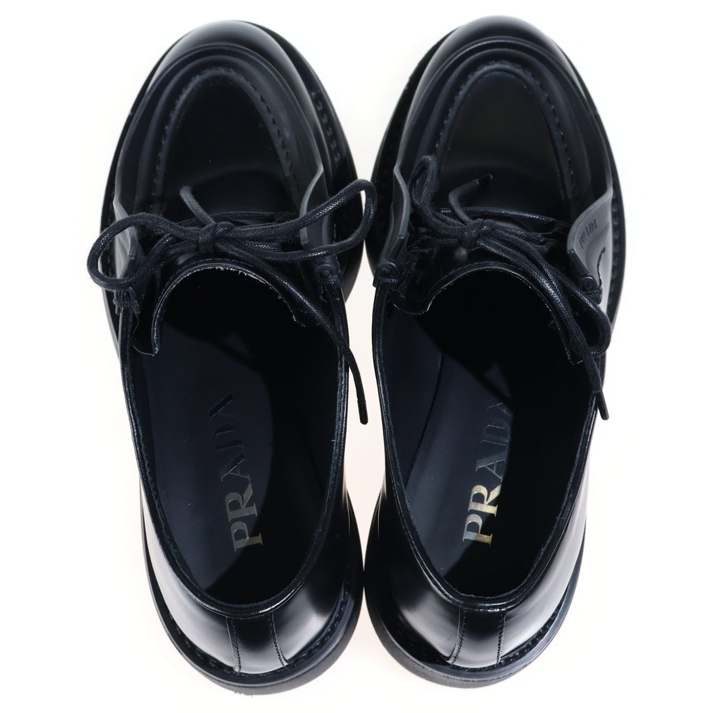 PRADA(プラダ) Diapason Opaque Brushed ダイアパソン ブラッシュドレザー レースアップダービーシューズ ローファー ブラック 2EG421 レディース