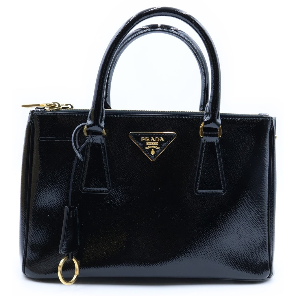 PRADA(プラダ) ガレリアミニ ハンドバッグ ショルダーバッグ 2WAY ブラック エナメル BN2316 レディース