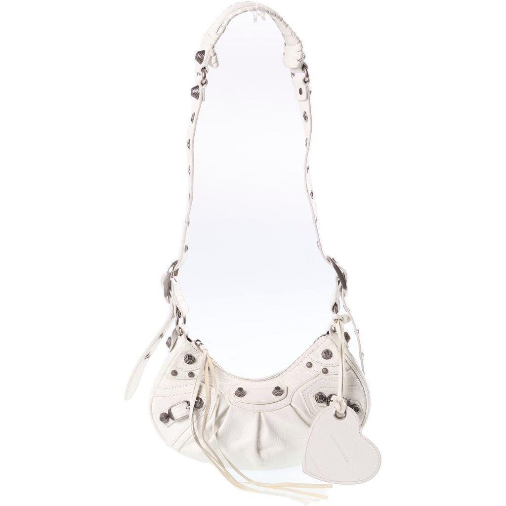 BALENCIAGA(バレンシアガ) ル カゴール XS ショルダーバッグ ホワイト シャイニーカーフスキン 671309 シルバー金具 レディース