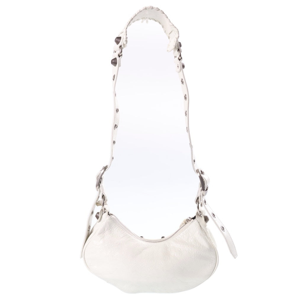 BALENCIAGA(バレンシアガ) ル カゴール XS ショルダーバッグ ホワイト シャイニーカーフスキン 671309 シルバー金具 レディース