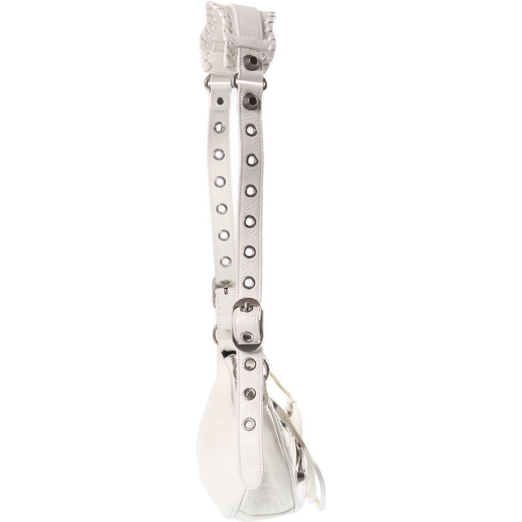BALENCIAGA(バレンシアガ) ル カゴール XS ショルダーバッグ ホワイト シャイニーカーフスキン 671309 シルバー金具 レディース