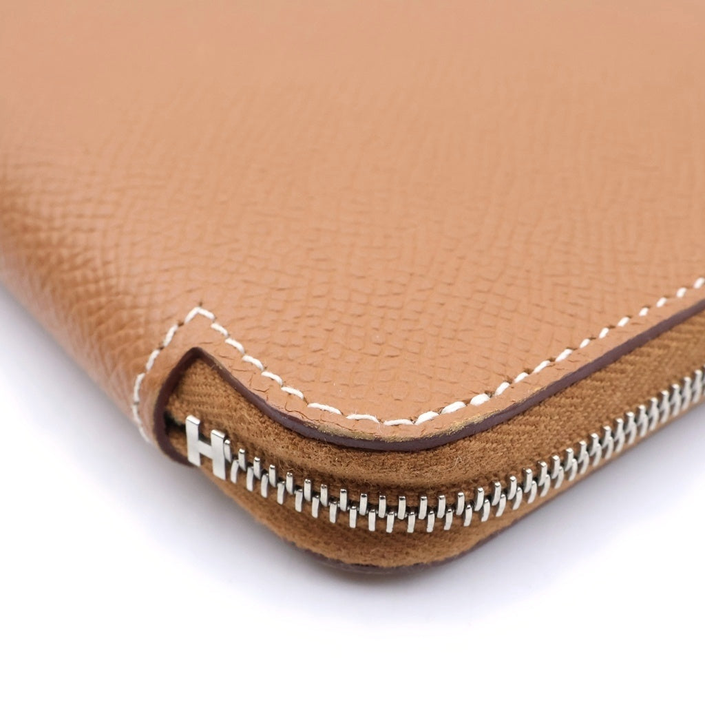HERMES(エルメス) アザップ ロング シルクイン 長財布 ラウンドジップ ゴールド エプソンレザー W刻印 シルバー金具 レディース