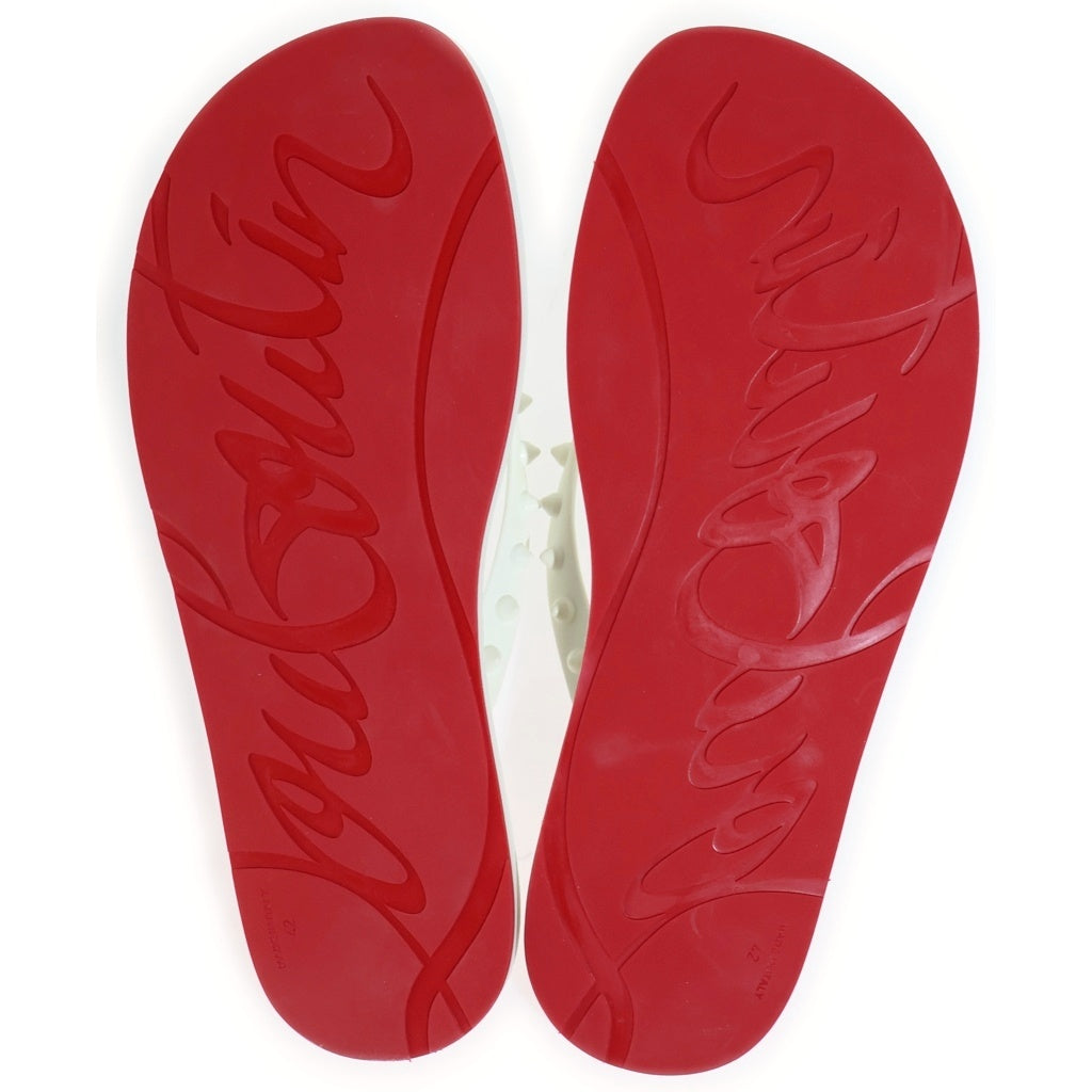 CHRISTIAN LOUBOUTIN(クリスチャンルブタン) スパイクスタッズ ラバー フラットビーチサンダル ホワイト