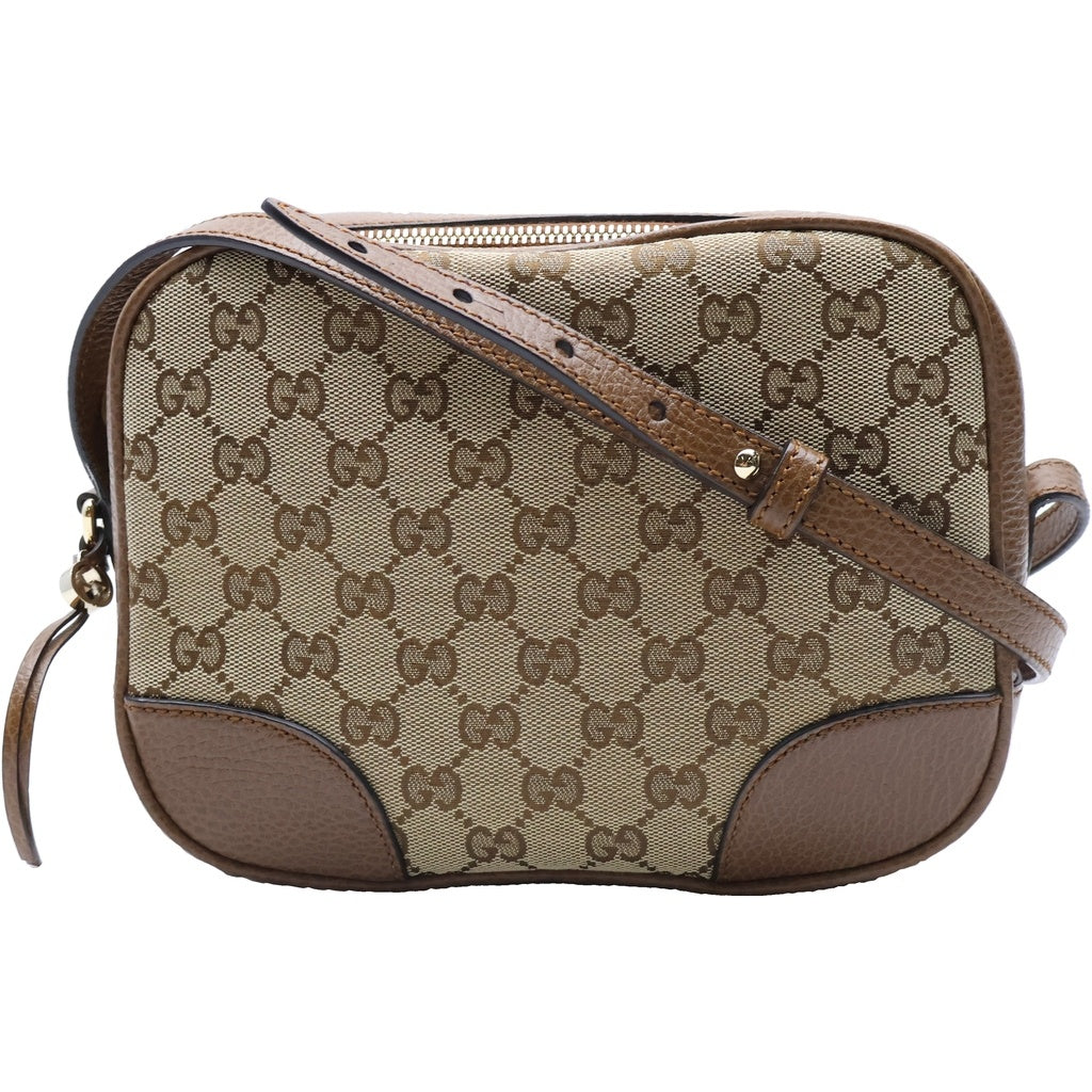 GUCCI(グッチ) GGキャンバス ショルダーバッグ ベージュ×ブラウン キャンバス×レザー 449413 ゴールド金具 レディース