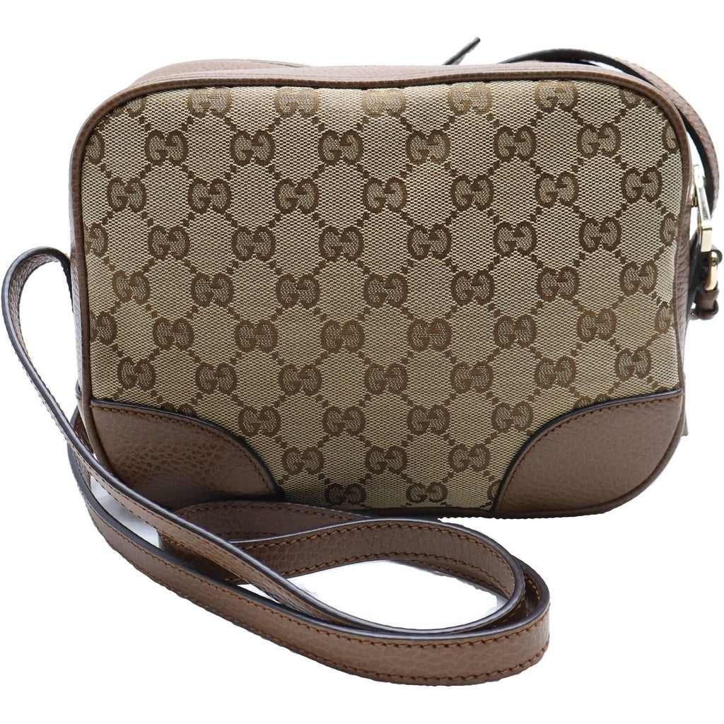 GUCCI(グッチ) GGキャンバス ショルダーバッグ ベージュ×ブラウン キャンバス×レザー 449413 ゴールド金具 レディース