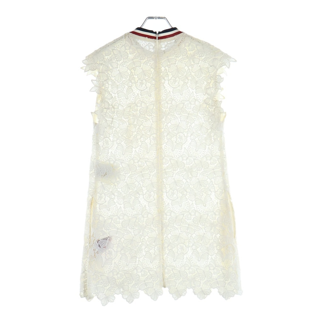 MONCLER(モンクレール) DEGADE ABITO Floral Lace Dress ラバーロゴパッチ 花柄 レースワンピース ドレス 総レース ホワイト D11936810305 2299A レディース