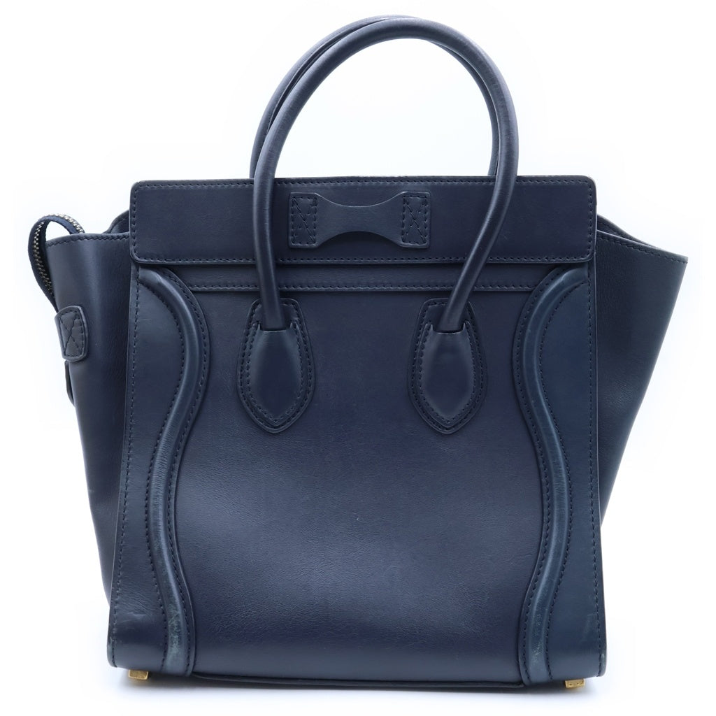 CELINE(セリーヌ) ラゲージマイクロ ハンドバッグ ネイビー レザー ゴールド金具 レディース