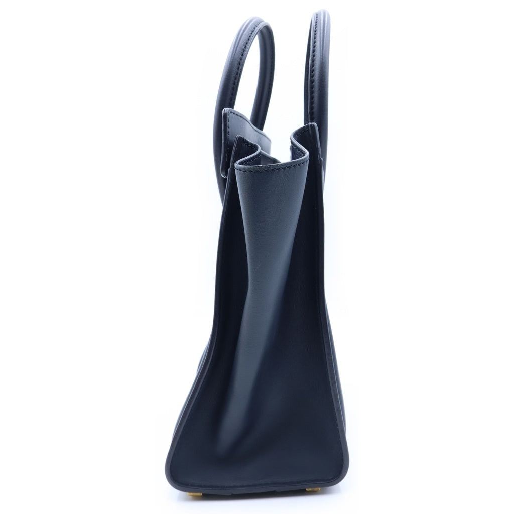 CELINE(セリーヌ) ラゲージマイクロ ハンドバッグ ネイビー レザー ゴールド金具 レディース