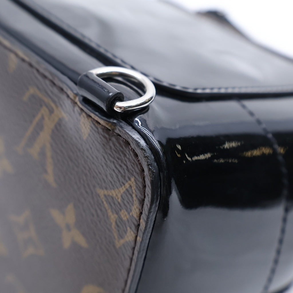 LOUIS VUITTON(ルイヴィトン) モノグラムヴェルニ ホット スプリングス 2WAYハンドバッグ リュックサック バックパック ブラック×ブラウン レザー×パテント M55769 シルバー金具 レディース
