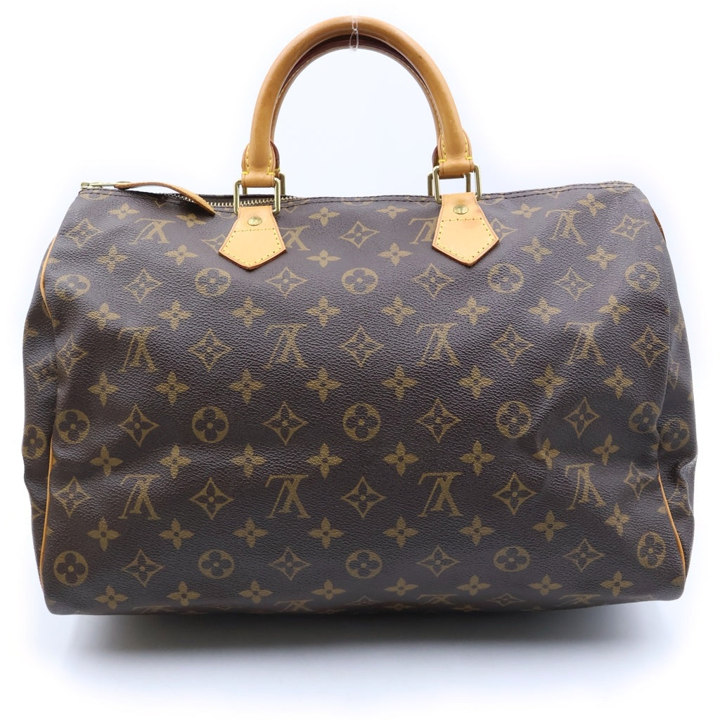 LOUIS VUITTON(ルイヴィトン) モノグラム スピーディ35 ハンドバッグ ボストンバッグ ブラウン レザー×PVC M41524 ゴールド金具 レディース