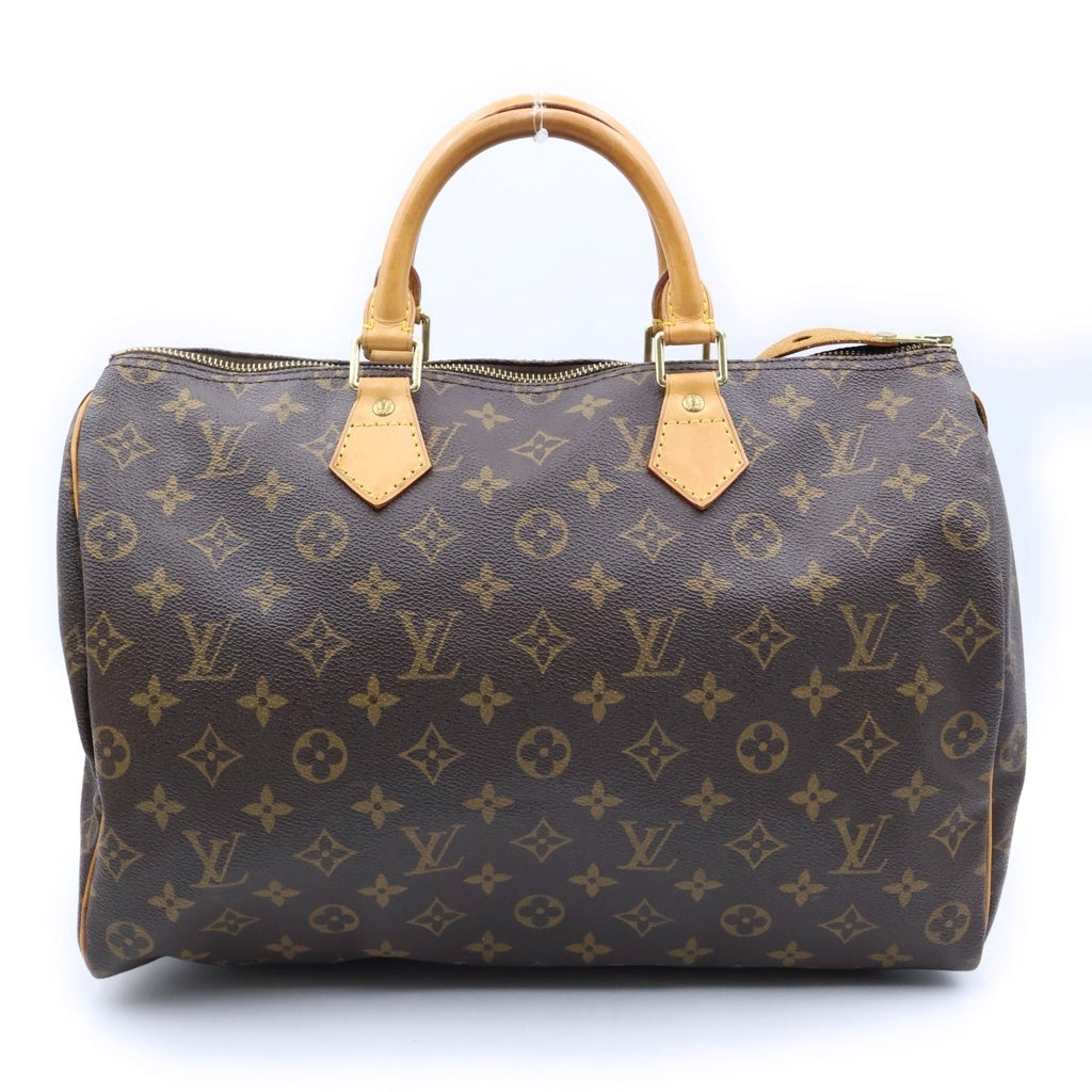 LOUIS VUITTON(ルイヴィトン) モノグラム スピーディ35 ハンドバッグ ボストンバッグ ブラウン レザー×PVC M41524 ゴールド金具 レディース