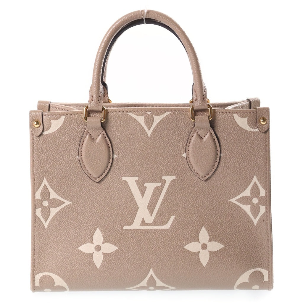LOUIS VUITTON(ルイヴィトン) モノグラム ジャイアント アンプラント オンザゴーPM トゥルトレール クレーム 2WAYハンドバッグ ショルダーバッグ ベージュ レザー M45779 ゴールド金具 レディース
