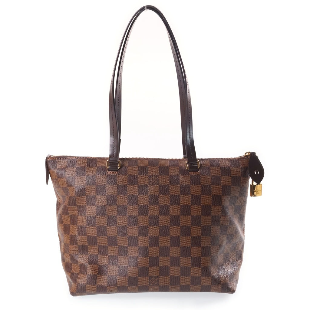 LOUIS VUITTON(ルイヴィトン) ダミエ イエナPM ハンドバッグ トートバッグ ブラウン レザー×PVC N41012 ゴールド金具 レディース