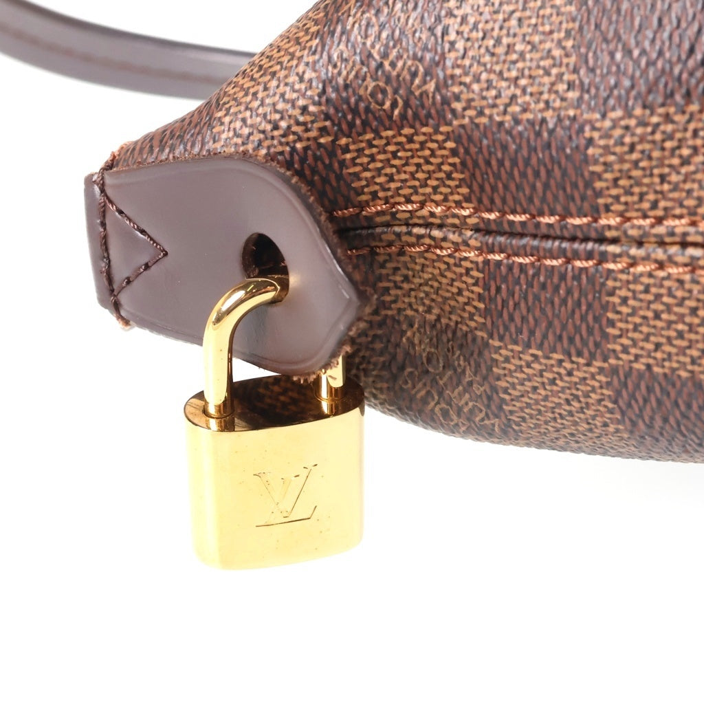 LOUIS VUITTON(ルイヴィトン) ダミエ イエナPM ハンドバッグ トートバッグ ブラウン レザー×PVC N41012 ゴールド金具 レディース