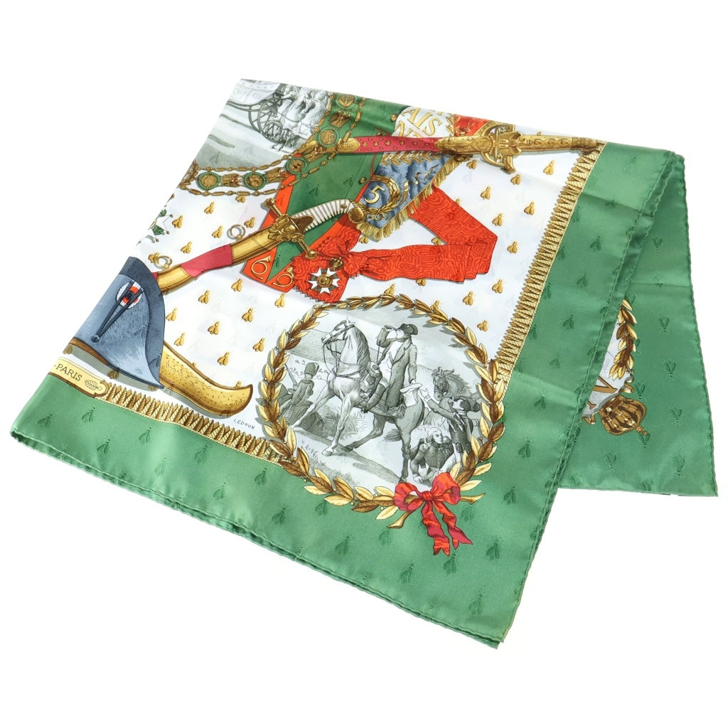 HERMES(エルメス) カレ90 ナポレオン シルクスカーフ グリーン レディース
