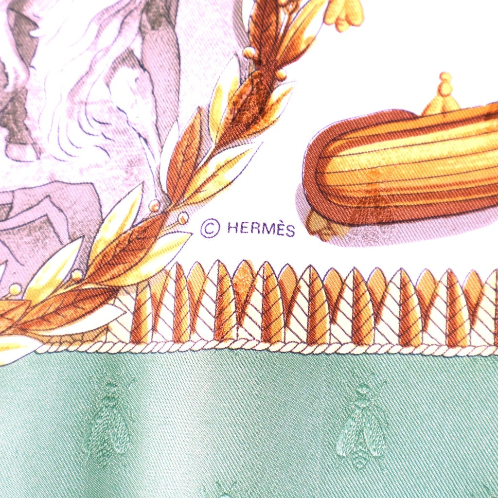 HERMES(エルメス) カレ90 ナポレオン シルクスカーフ グリーン レディース