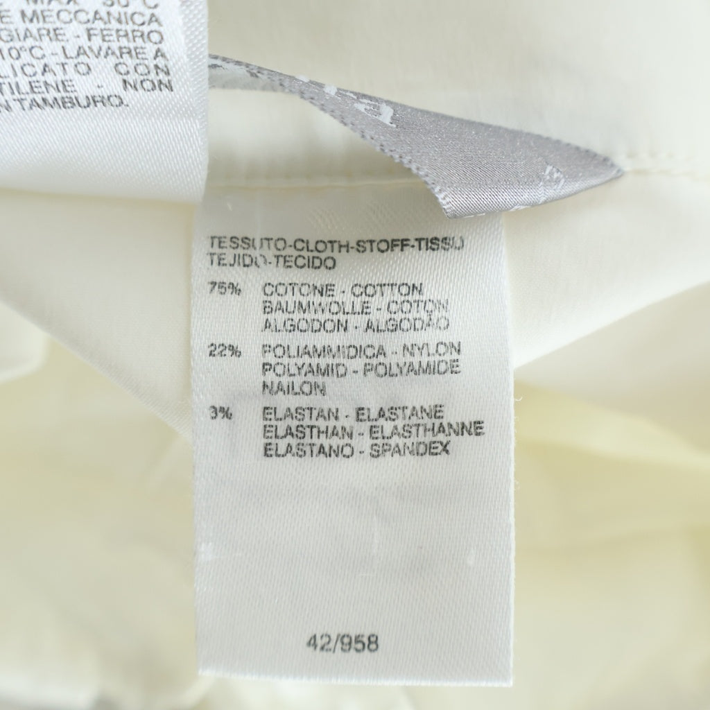 Max Mara(マックスマーラ) フリルデザイン 半袖ドレスシャツ コットン ナイロン 5分袖 ホワイト レディース