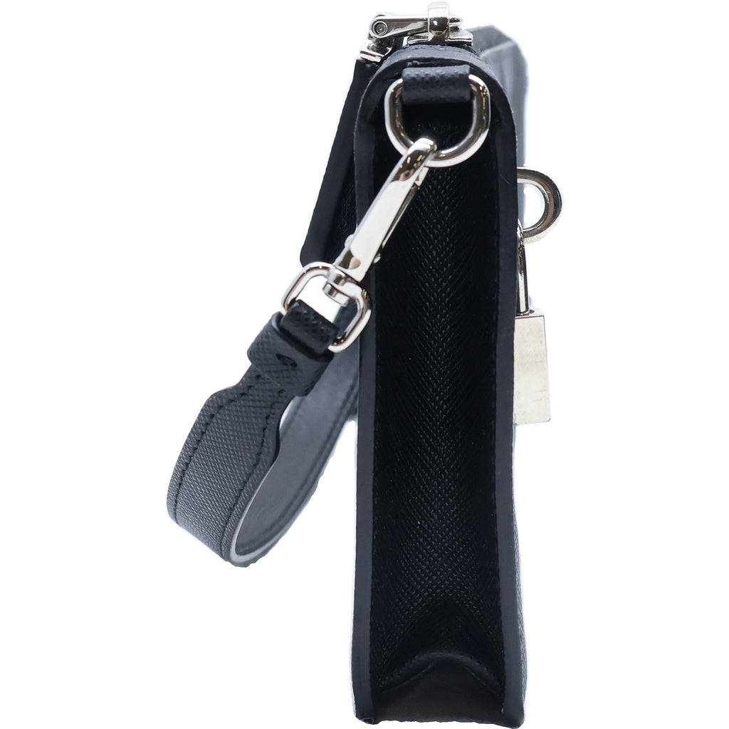 PRADA(プラダ) サフィアーノレザー ポーチ ミニハンドバッグ ブラック レザー 2ZT098 シルバー金具 レディース