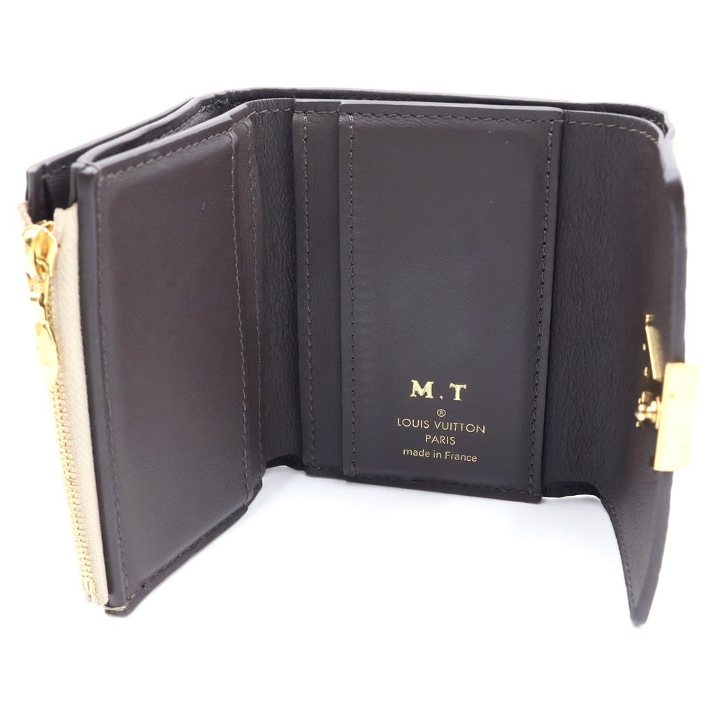 LOUIS VUITTON(ルイヴィトン) ポルトフォイユ・カプシーヌXS 三つ折り財布 コンパクトウォレット コインケース ベージュ レザー M68747 ゴールド金具 レディース