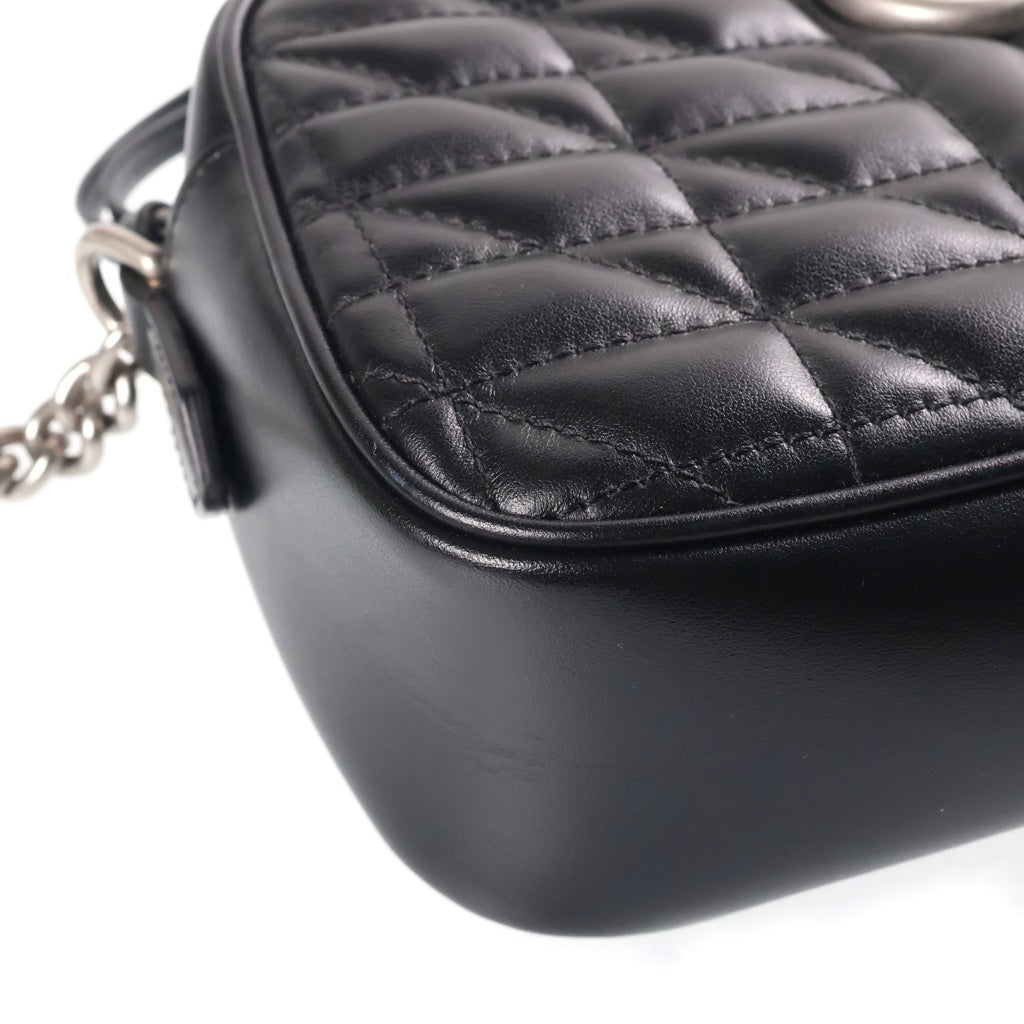 GUCCI(グッチ) GGマーモント チェーンショルダーバッグ ブラック レザー 447632 シルバー金具 レディース