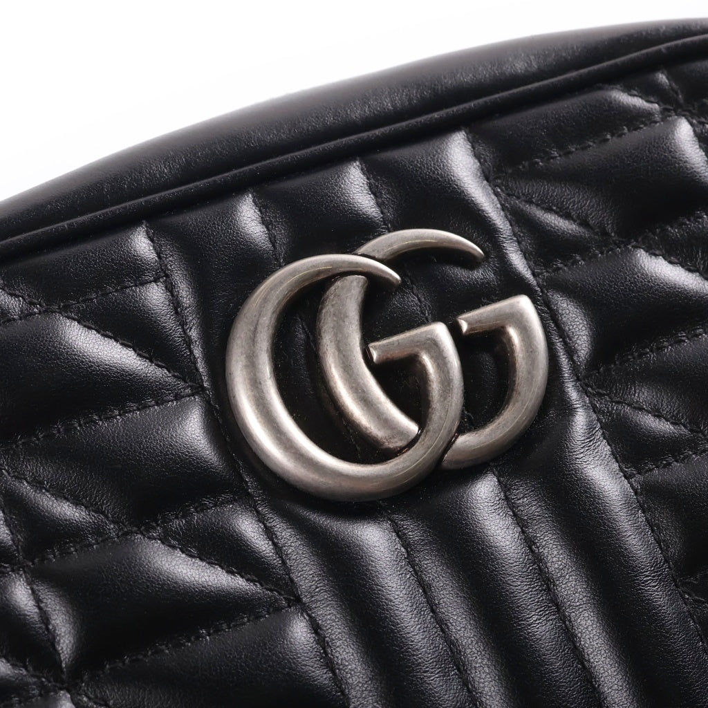 GUCCI(グッチ) GGマーモント チェーンショルダーバッグ ブラック レザー 447632 シルバー金具 レディース
