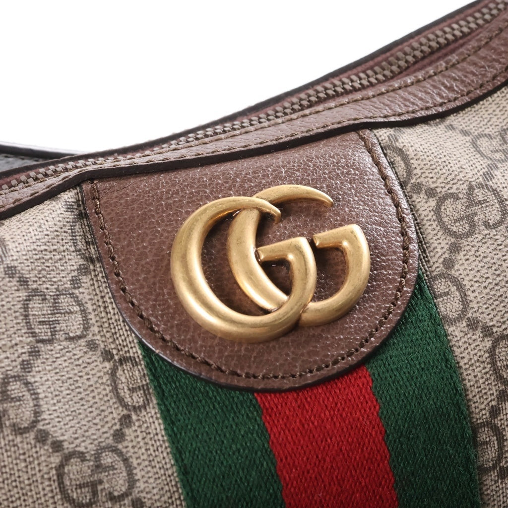 GUCCI(グッチ) オフィディア GGマーモント シェリーライン ショルダーバッグ ハンドバッグ ベージュ×ブラウン PVC×レザー 598125 レディース