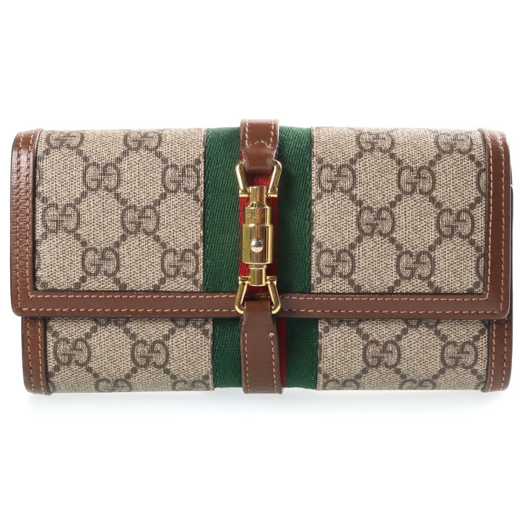 GUCCI(グッチ) GGマーモント ジャッキー1961 チェーンショルダーバッグ ウォレット ブラウン レザー×PVC 652681 ゴールド金具 レディース