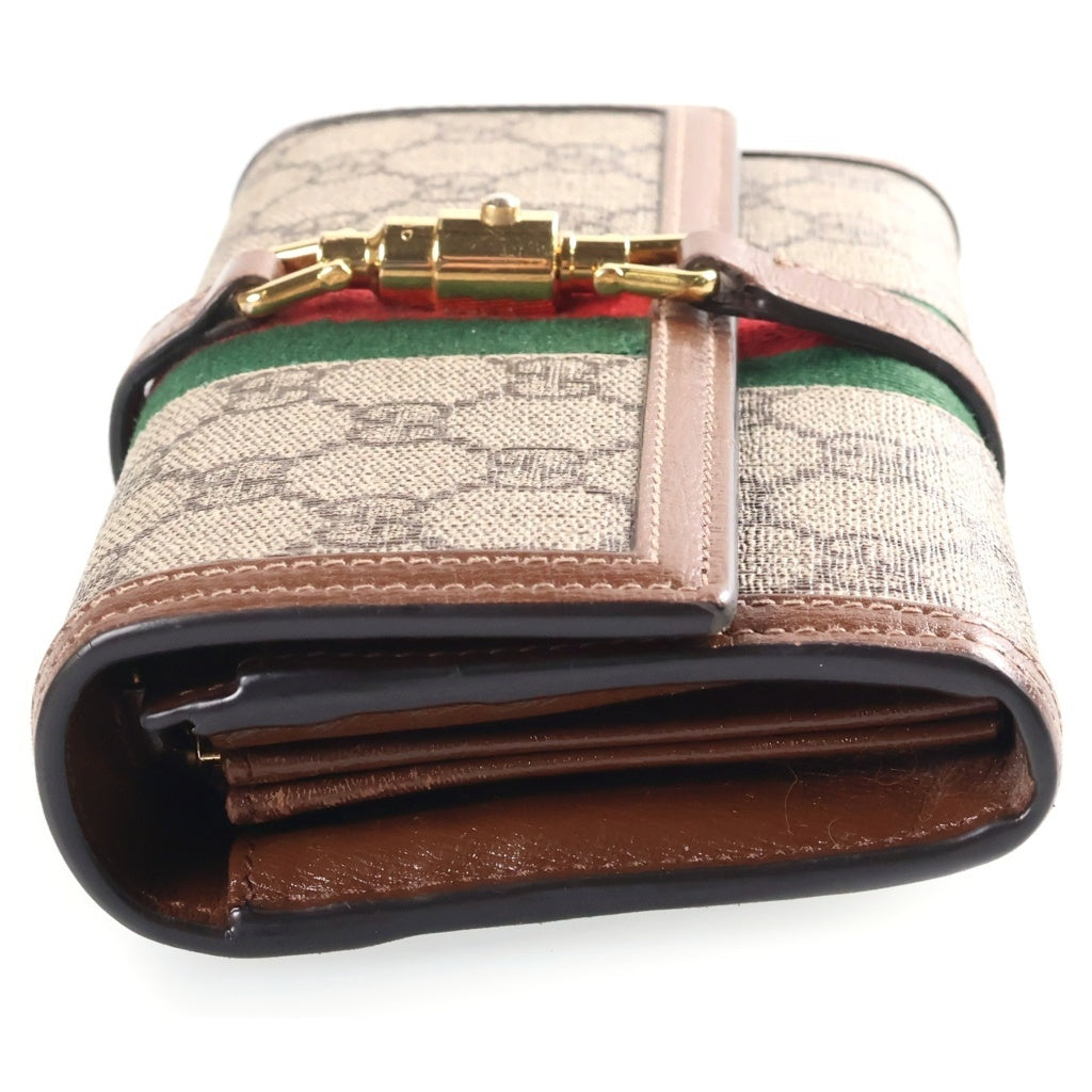 GUCCI(グッチ) GGマーモント ジャッキー1961 チェーンショルダーバッグ ウォレット ブラウン レザー×PVC 652681 ゴールド金具 レディース