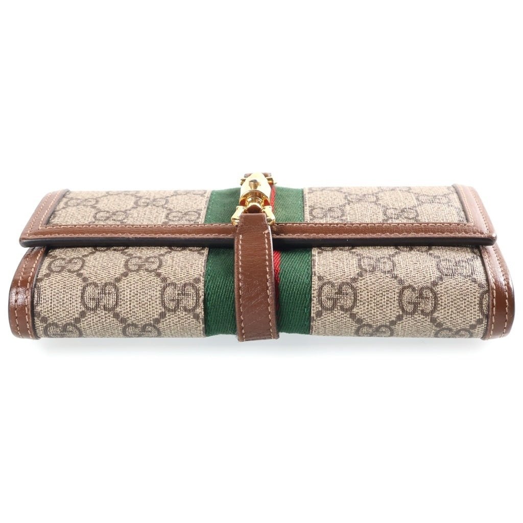 GUCCI(グッチ) GGマーモント ジャッキー1961 チェーンショルダーバッグ ウォレット ブラウン レザー×PVC 652681 ゴールド金具 レディース
